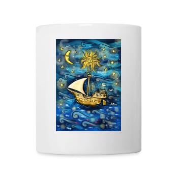 Navire dans l’océan étoilé - Mug blanc - blanc - Devant