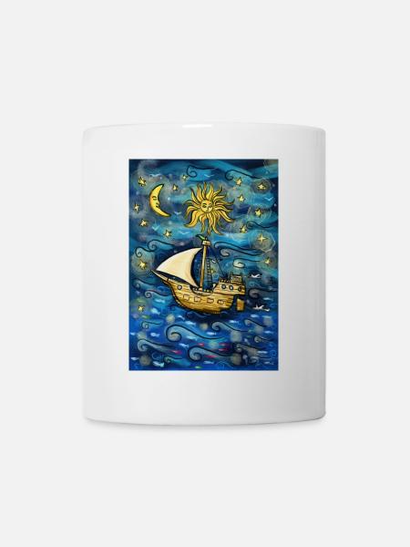 Navire dans l’océan étoilé - Mug blanc - blanc