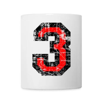 Zahl 3 (Vintage Rot) 3. Geburtstag Nr. 3 - Tasse - Weiß - Vorne