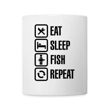Eat - sleep - fish - repeat - Tasse - Weiß - Vorne