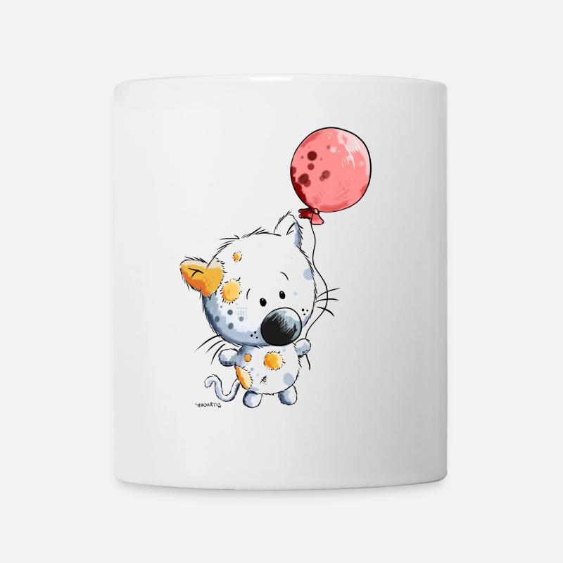 Chat avec ballon - Mug blanc - blanc