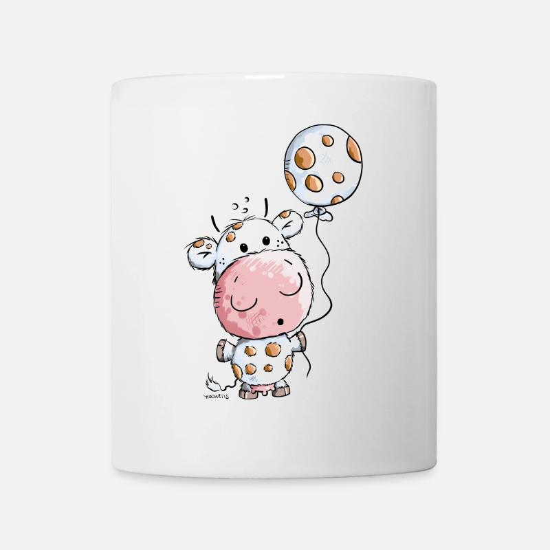 Kuh mit Ballon - Tasse - Weiß