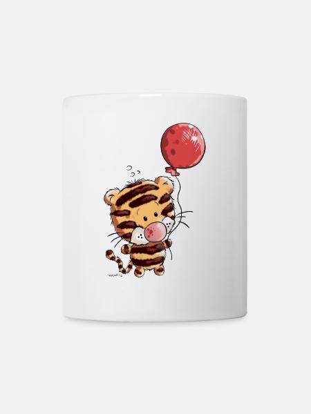 Tigre mignon avec ballon - Mug blanc - blanc