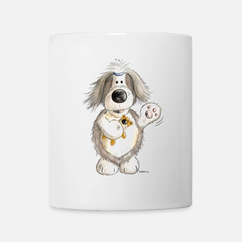 Beardie mit Teddy - Tasse - Weiß