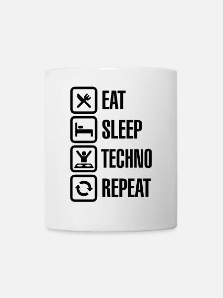 Eat Sleep Techno Repeat - Mug blanc - blanc