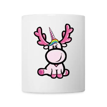 Rosa Elchhorn (Mischung aus Einhorn und Elch) - Tasse - Weiß - Vorne