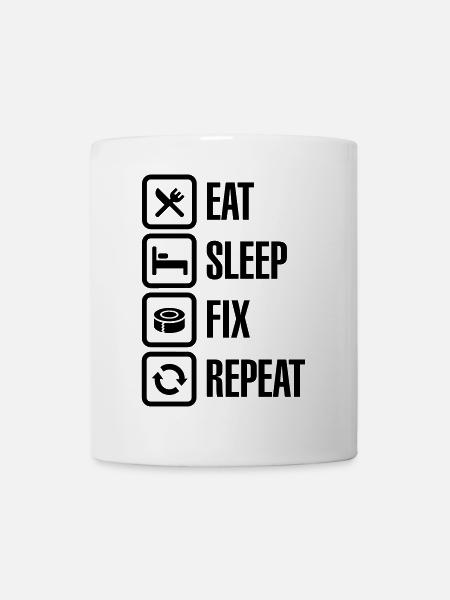 Eat Sleep Fix Repeat - Duct Tape - Tasse - Weiß