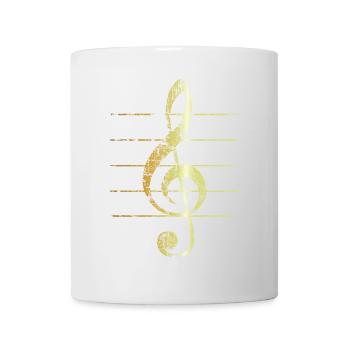 Violinschlüssel mit Notenlinien (Vintage/Goldgelb) - Tasse - Weiß - Vorne