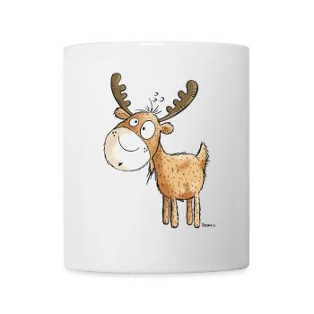 Witziger Elch - Elche - Hirsch - Reh - Geschenk - Tasse - Weiß - Vorne