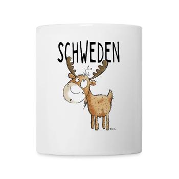 Elch aus Schweden - Elche - Hirsch - Geschenk - Tasse - Weiß - Vorne