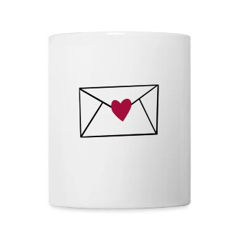 Rotes Herz auf Schwarz - Tasse - Weiß - Vorne