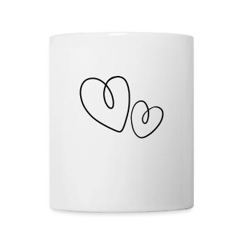 Double Hearts Line Art – Simple Love Motif - Mug - white - Front