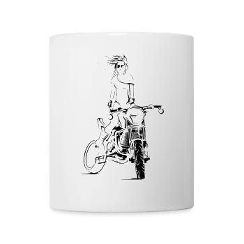 Supermoto Frau Motorrad Bikergirl Symbol Logo icon - Tasse - Weiß - Vorne