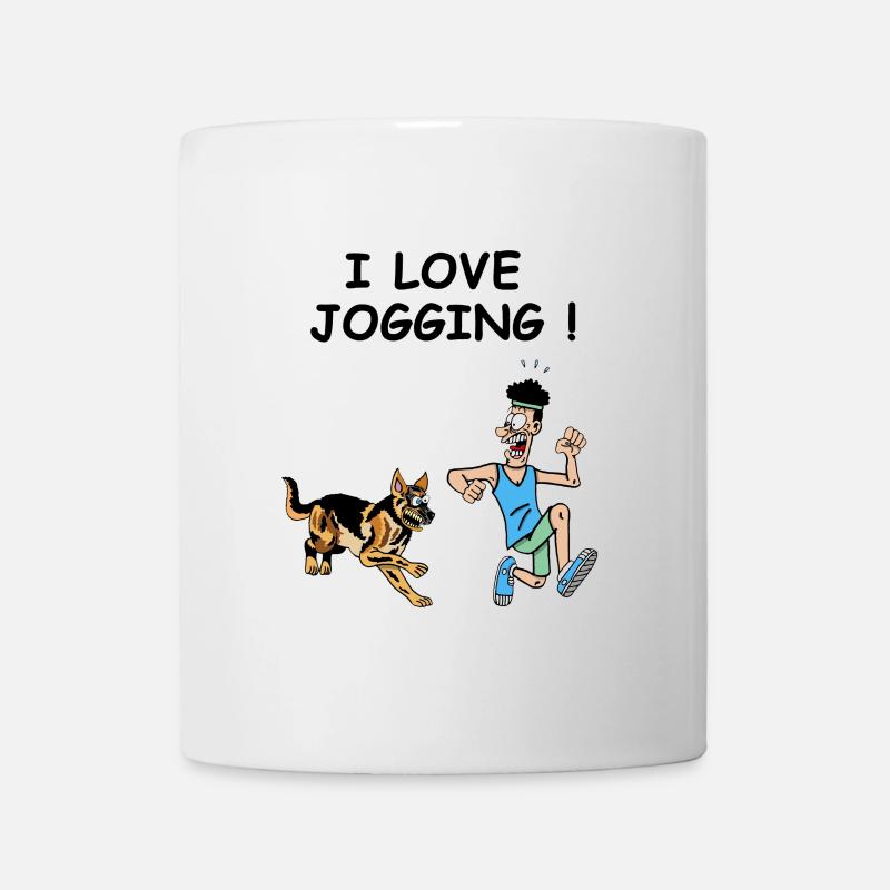 Jogger und Hund - Tasse - Weiß