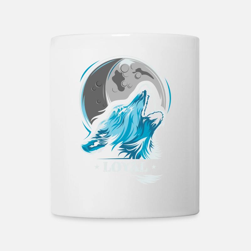 loyal wolf moon tee shirt Wölfe Mond blue - Tasse - Weiß