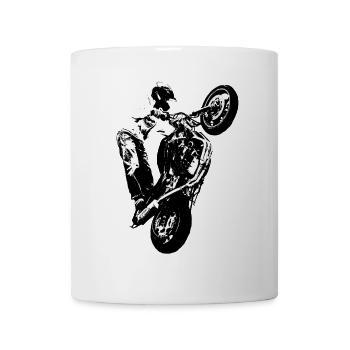 Motorrad Bike Stunt Cross Motocross Herren - Tasse - Weiß - Vorne