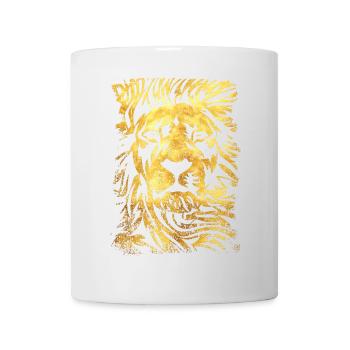 Löwe - Gold - Löwenkopf - Wild cat - Tasse - Weiß - Vorne