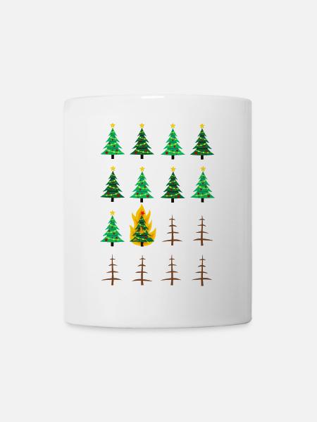 burning chrismas tree, Weihnachten, Weihnachtsbaum - Tasse - Weiß