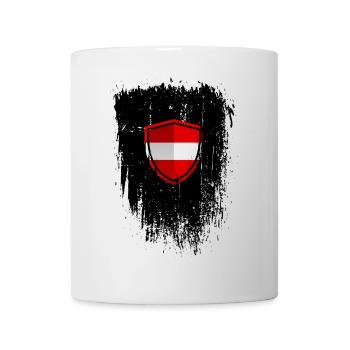 Bouclier du drapeau autrichien Grunge - Mug blanc - blanc - Devant