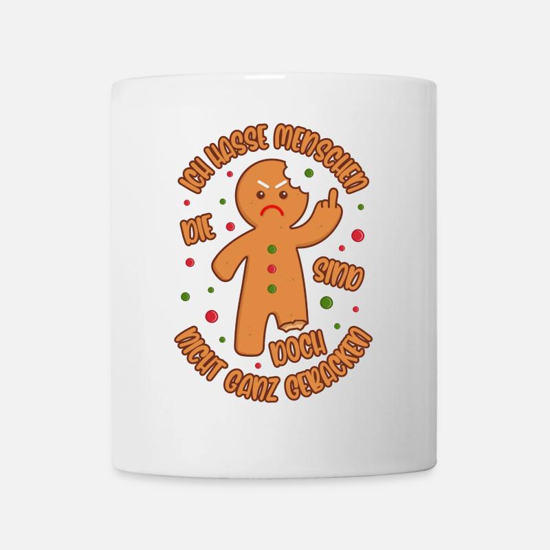 Lebkuchenmann Ich hasse Menschen Gebacken Geschenk - Tasse - Weiß