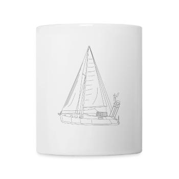 Drawing sailboat sails high - Mug - white - Front