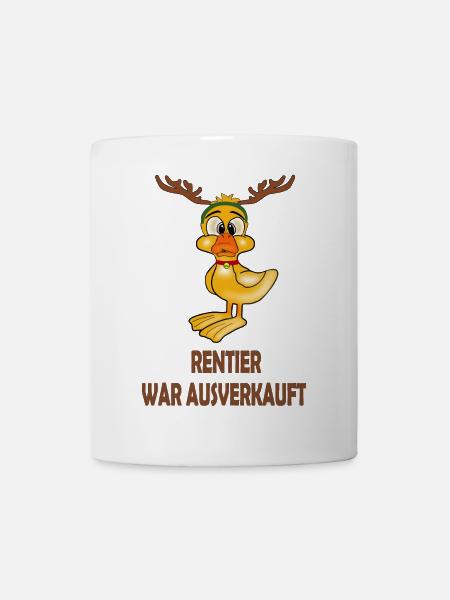 Rentier war aus mit Ente, X Mas, Weihnachten, Ente - Tasse - Weiß