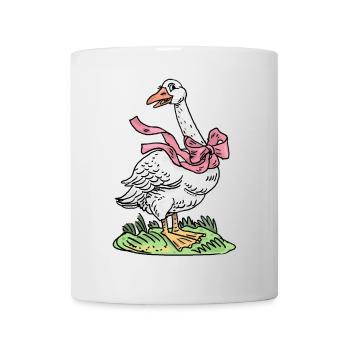 Gans mit rosa Schleife - Tasse - Weiß - Vorne