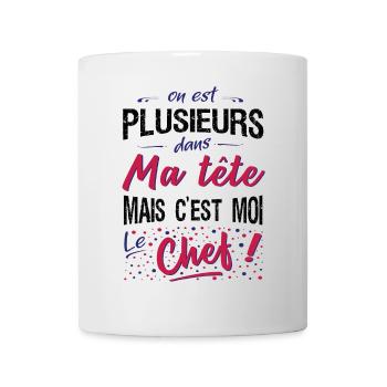 On est plusieurs dans ma tête, c'est moi le chef - Mug blanc - blanc - Devant