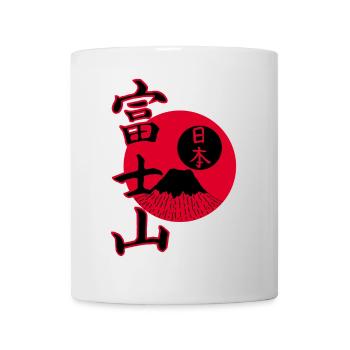 Schwarzer Berg Fuji und japanischer Kanji - Tasse - Weiß - Vorne