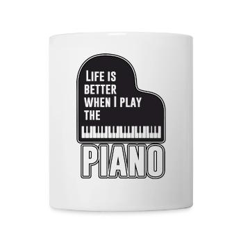 Das Leben ist besser, wenn ich Klavier spiele - Tasse - Weiß - Vorne