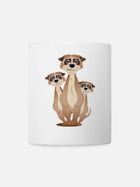 lustige Erdmännchen Gruppe mit Kuschelfaktor - Tasse - Weiß