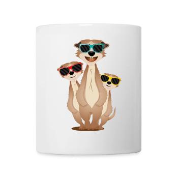 cool meerkat group with sunglasses - Mug - white - Front