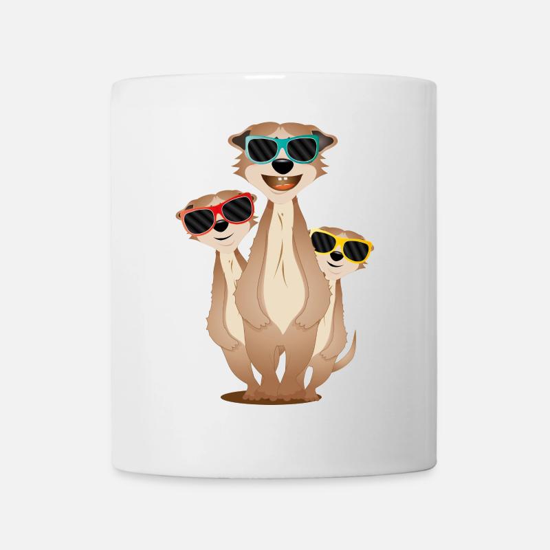 cool meerkat group with sunglasses - Mug - white