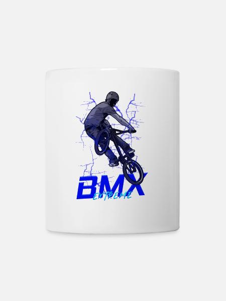 BMX Extremer Sprung Blau Neon - Tasse - Weiß