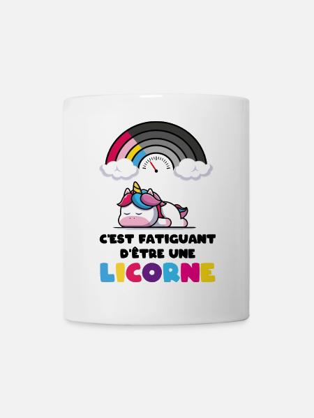 C'est fatiguant d'être une licorne Humour Fille - Mug blanc - blanc