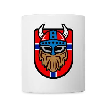 Cooler Wikinger Logo mit Norwegischer Flagge - Tasse - Weiß - Vorne
