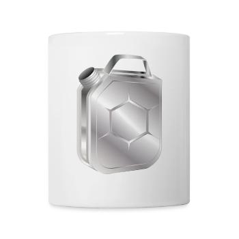Benzinkanister in stylischem Retro Chrom Look - Tasse - Weiß - Vorne