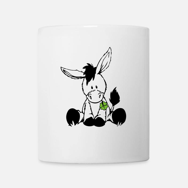 Esel mit grünem Klee - Tasse - Weiß
