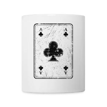 Poker and Skat Playing Card Cross Ace in Used Look - Mug - white - Front