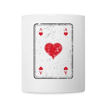 Poker und Skat Spielkarte Herzass im Used Look - Tasse - Weiß - Vorne