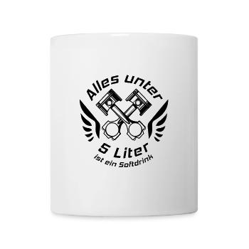 V8 Motor Engine US Car Muscle Car Hubraum 5 Liter - Tasse - Weiß - Vorne