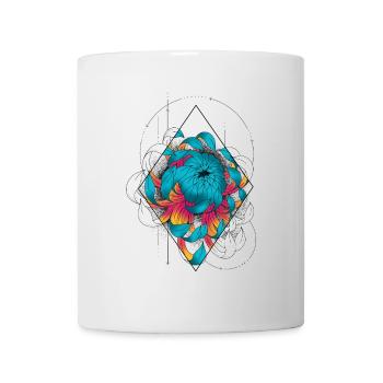 Fleur de chrysanthèmes japonaise en couleur turquo - Mug blanc - blanc - Devant