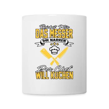 koch kochen herren spruch lustig aufklkeber messer - Tasse - Weiß - Vorne