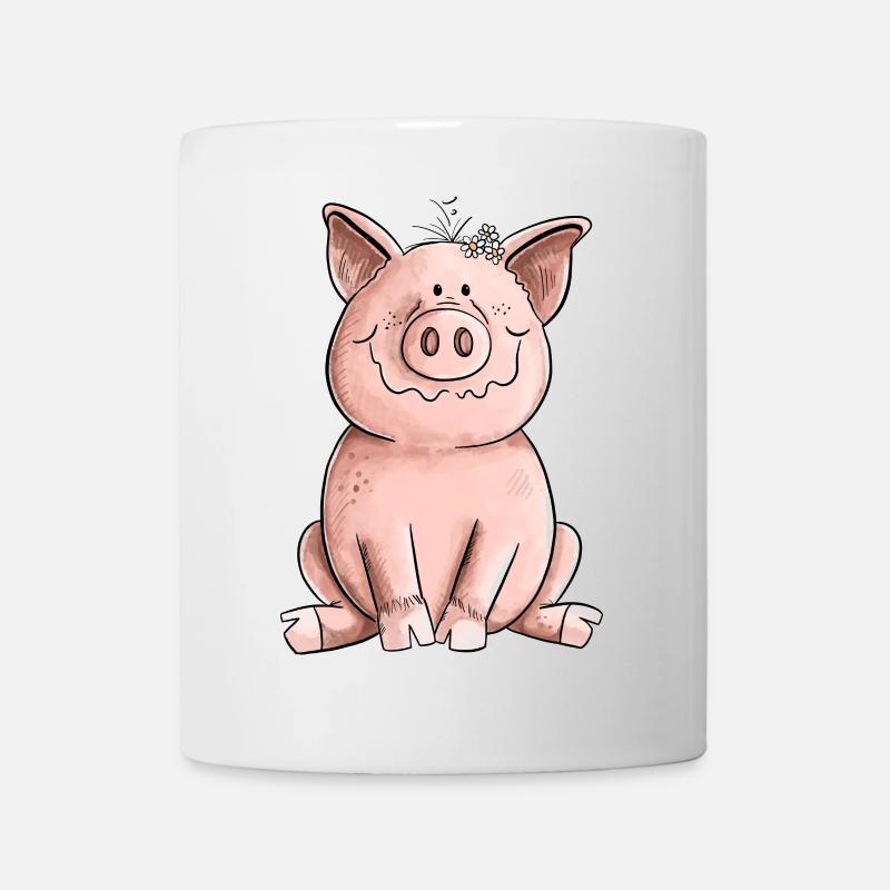 Glückliches Schwein - Tasse - Weiß