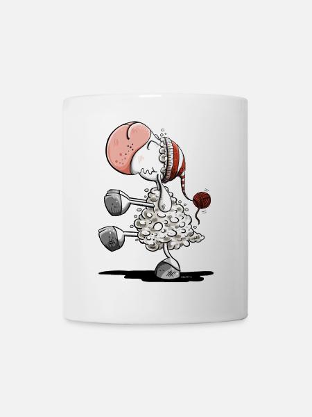 Schlafwandler Schaf mit Schlafmütze - Tasse - Weiß