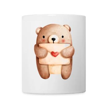 Verliebter Bär mit Liebesbrief – Liebe Design - Tasse - Weiß - Vorne