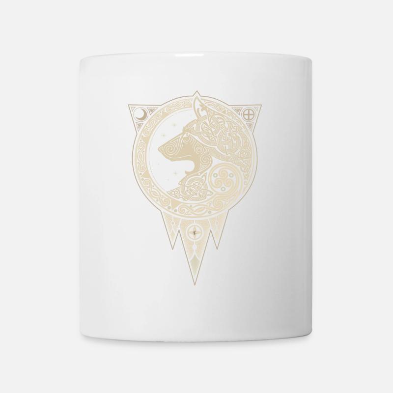 Cheval Celtique Doré sur Fond Noir - Mug blanc - blanc