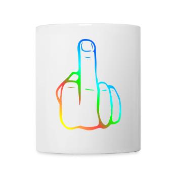 Hand Fuck Fingers! Middle finger! Graphic Colorful Icon - Mug - white - Front