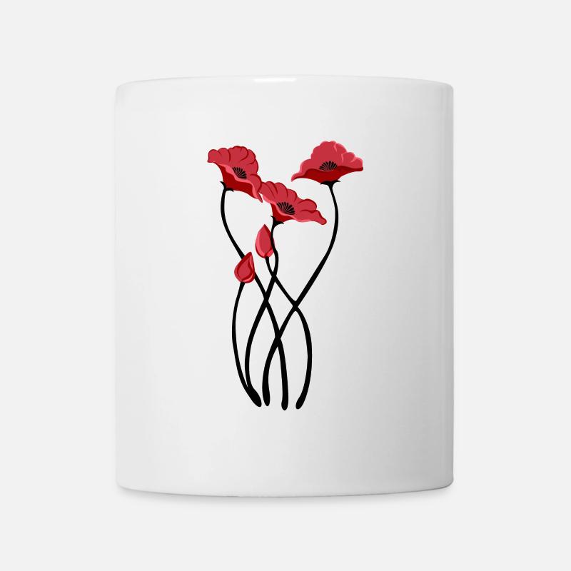 Kunstvolle Mohnblumen Illustration - Tasse - Weiß