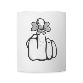 Fuck You! Mittelfinger! Schleife süß cool Symbol - Tasse - Weiß - Vorne